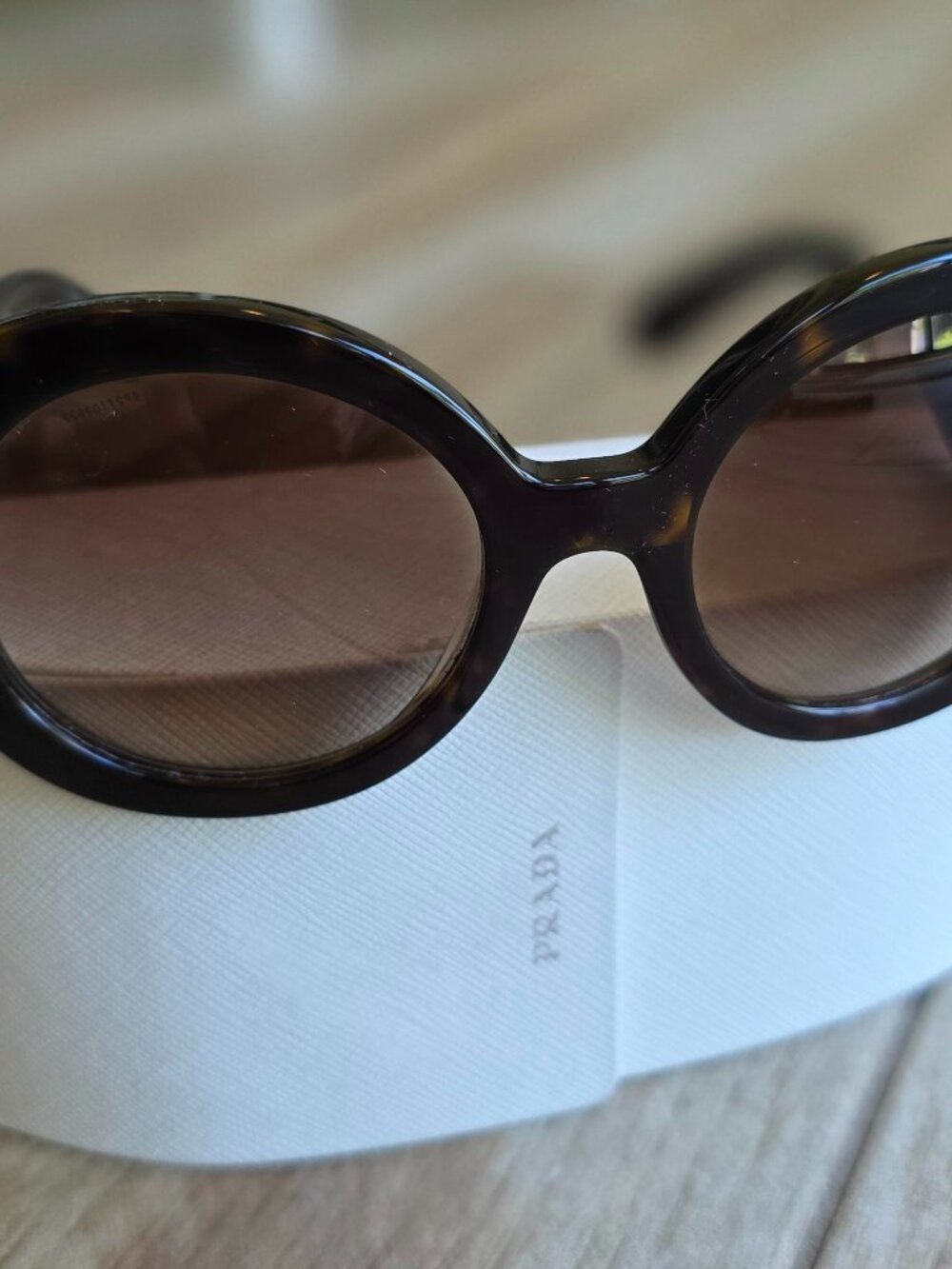 Prada SPR Minimal Baroque Oversize Round tortoise Sunglasses - Picture 2 of 7